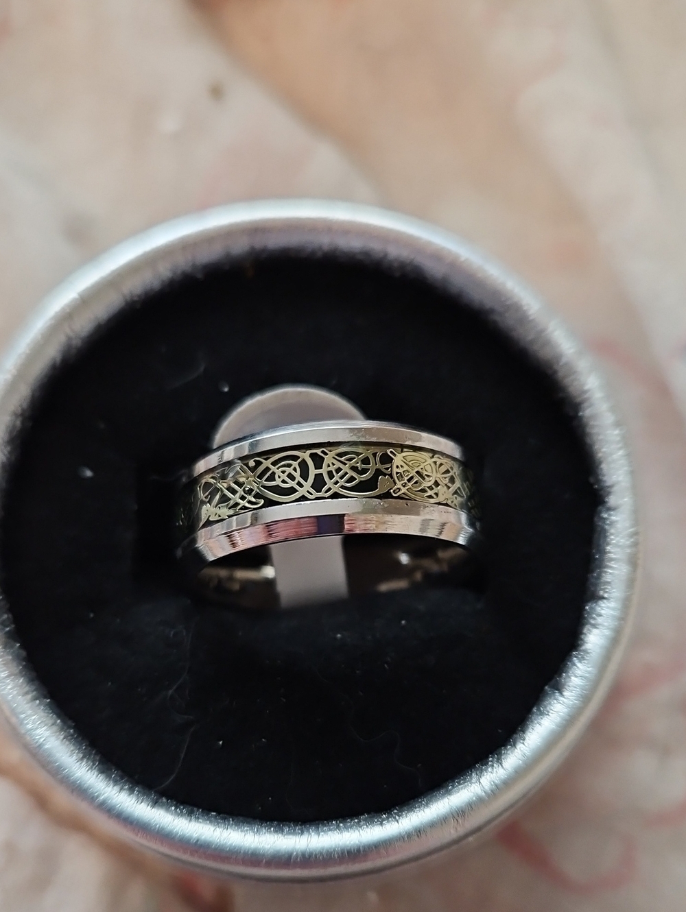 BRAND NEW ** Men's Celtic Pattern Two-Tone Stainless Steel Ring - Gold & Silver